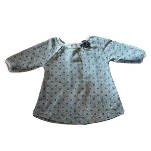 Petit Bateau Dress Size 6 Months Baby Gray Polka Dot Made in France
